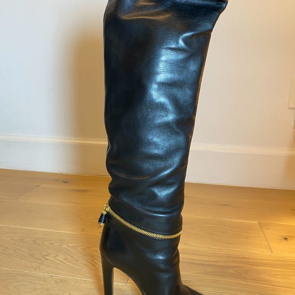 Sergio Rossi Black Leather Knee High Boots  (Size 36) - Brand new No Box - Picture 2 of 7